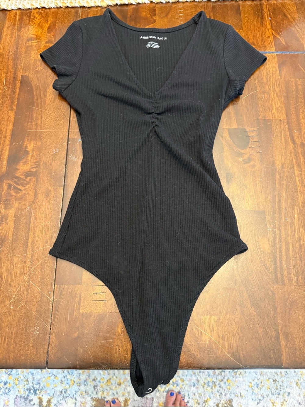 American Eagle Outfitters Black Ribbed One-Piece Bodysuit
